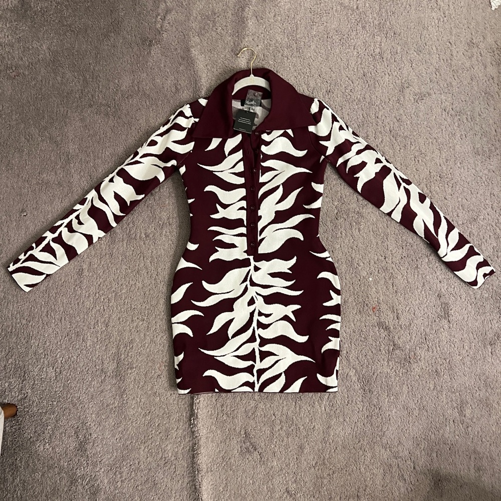 Hanifa Maroon and White dress